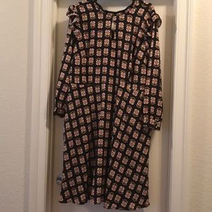 Eloquii flower keyhole maxi ruffle shoulder dress